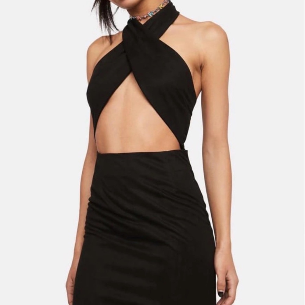 Pretty Garbage faux suede Halter Mini Dress